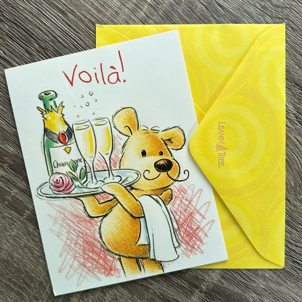 Leanin’ Tree Cards Anniversary Cute Vintage Love Voila Champagne Roses Valentine